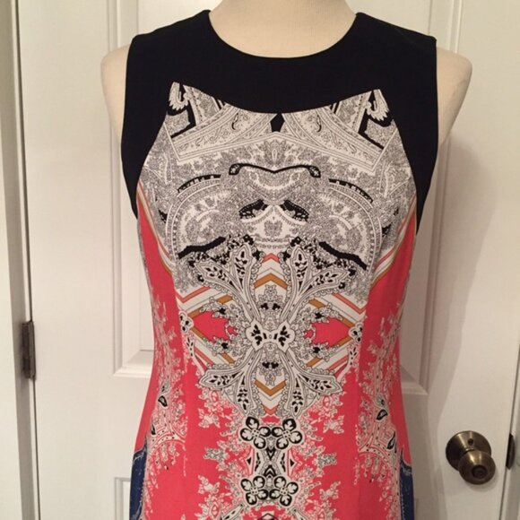 ETCETERA DRESS SLEEVELESS SHEATH BLACK WHITE PINK SIZE 4 - Picture 2 of 5